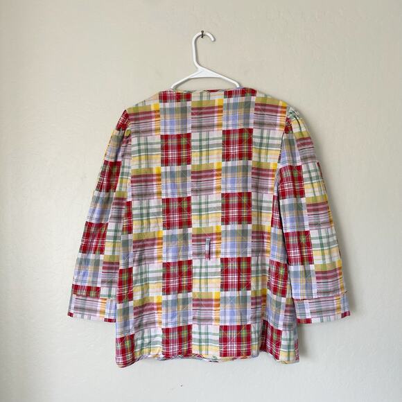 Cinq a Sept Triss Plaid Quilted Patchwork Chore Jacket Cream/Red Size Medium - Picture 5 of 6